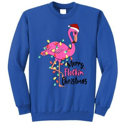 Merry Flocking Christmas Flamingo Pink In Santa Hat Xmas Gift Sweatshirt