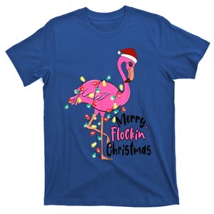 Merry Flocking Christmas Flamingo Pink In Santa Hat Xmas Gift T-Shirt