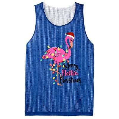 Merry Flocking Christmas Flamingo Pink In Santa Hat Xmas Gift Mesh Reversible Basketball Jersey Tank