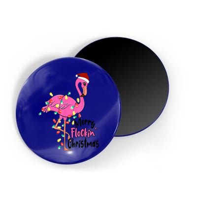 Merry Flocking Christmas Flamingo Pink In Santa Hat Xmas Gift Magnet