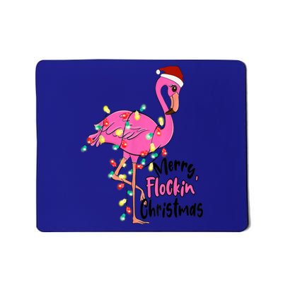 Merry Flocking Christmas Flamingo Pink In Santa Hat Xmas Gift Mousepad