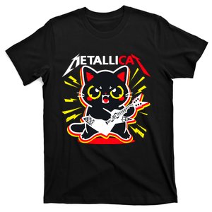 Metallicat Funny Cat Rock 90s Meow For Music Band Of Friend T-Shirt