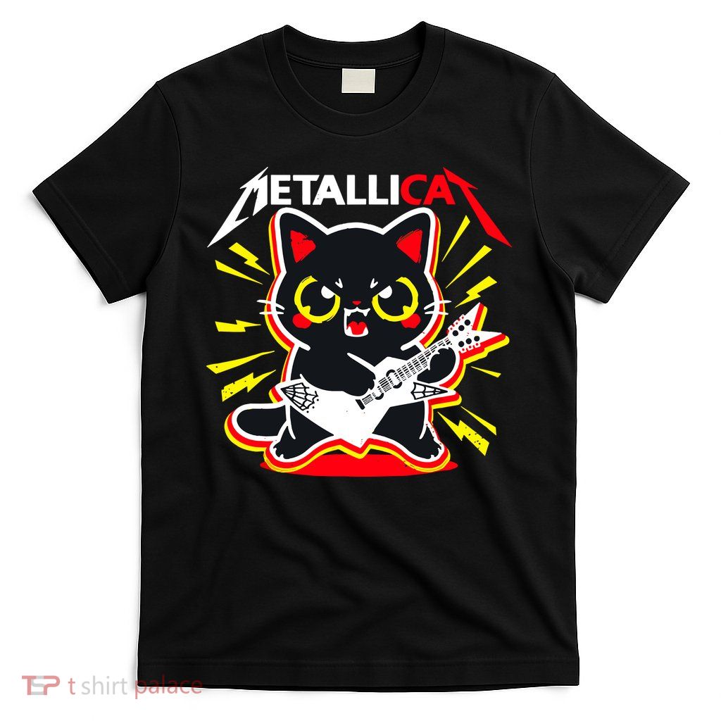 Metallicat Funny Cat Rock 90s Meow For Music Band Of Friend T-Shirt