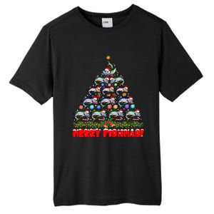 Merry Fishmas Christmas Tree Fishing Lover Funny Gift Tall Fusion ChromaSoft Performance T-Shirt