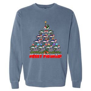 Merry Fishmas Christmas Tree Fishing Lover Funny Gift Garment-Dyed Sweatshirt