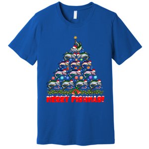 Merry Fishmas Christmas Tree Fishing Lover Funny Gift Premium T-Shirt