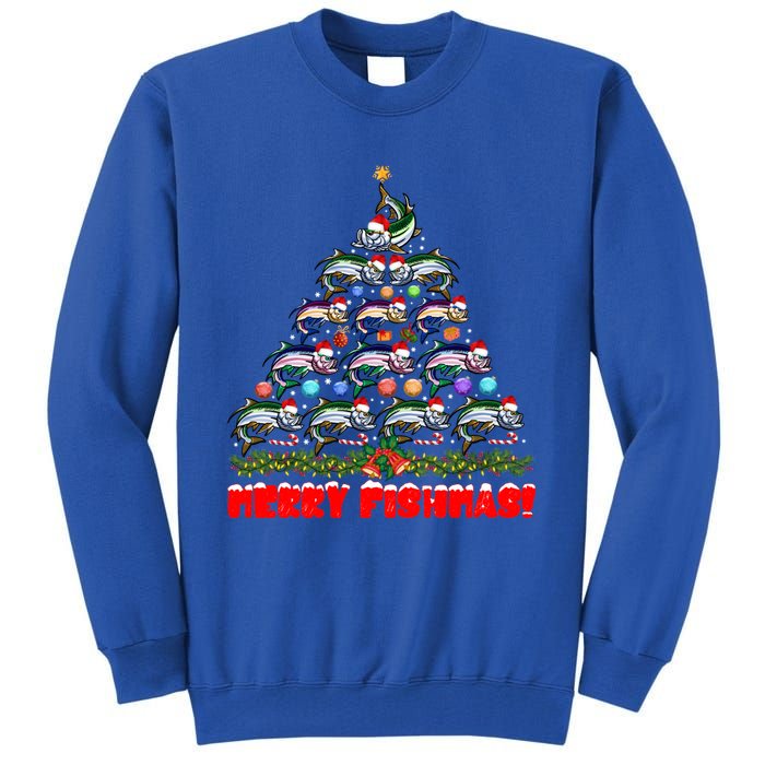 Merry Fishmas Christmas Tree Fishing Lover Funny Gift Tall Sweatshirt