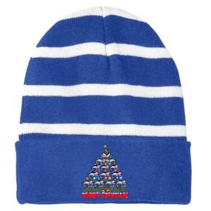 Merry Fishmas Christmas Tree Fishing Lover Funny Gift Striped Beanie with Solid Band