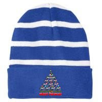 Merry Fishmas Christmas Tree Fishing Lover Funny Gift Striped Beanie with Solid Band