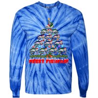 Merry Fishmas Christmas Tree Fishing Lover Funny Gift Tie-Dye Long Sleeve Shirt