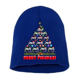 Merry Fishmas Christmas Tree Fishing Lover Funny Gift Short Acrylic Beanie