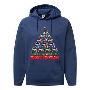 Merry Fishmas Christmas Tree Fishing Lover Funny Gift Performance Fleece Hoodie