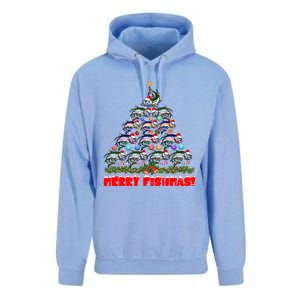 Merry Fishmas Christmas Tree Fishing Lover Funny Gift Unisex Surf Hoodie