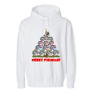 Merry Fishmas Christmas Tree Fishing Lover Funny Gift Garment-Dyed Fleece Hoodie