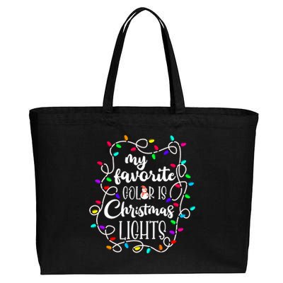 My Favorite Color Is Xmas Christmas Lights Cotton Canvas Jumbo Tote