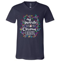 My Favorite Color Is Xmas Christmas Lights V-Neck T-Shirt