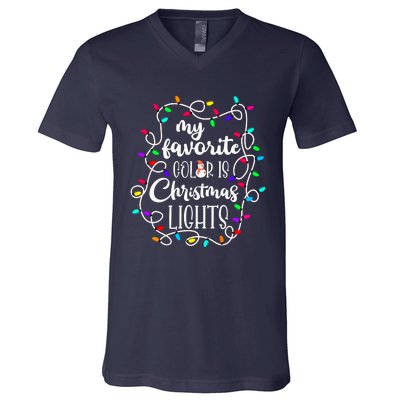 My Favorite Color Is Xmas Christmas Lights V-Neck T-Shirt