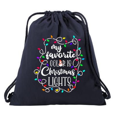 My Favorite Color Is Xmas Christmas Lights Drawstring Bag