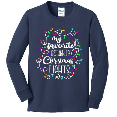 My Favorite Color Is Xmas Christmas Lights Kids Long Sleeve Shirt