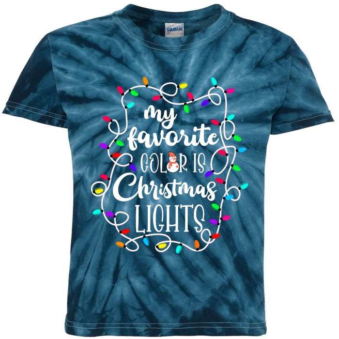 My Favorite Color Is Xmas Christmas Lights Kids Tie-Dye T-Shirt