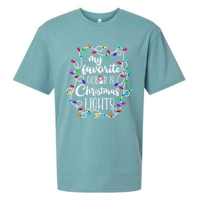 My Favorite Color Is Xmas Christmas Lights Sueded Cloud Jersey T-Shirt