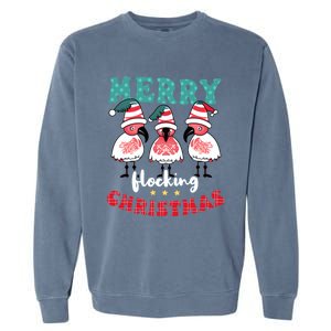 Merry Flocking Christmas Design Christmas Flamingo Cute Gift Garment-Dyed Sweatshirt