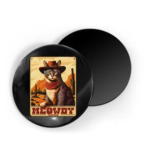 Meowdy! Funny Country Music Cat Cow Hat Wanted Poster Magnet