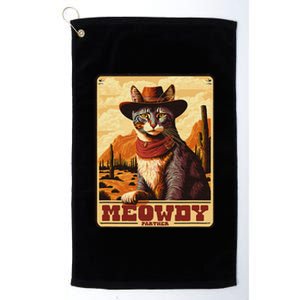 Meowdy! Funny Country Music Cat Cow Hat Wanted Poster Platinum Collection Golf Towel