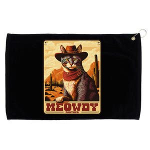 Meowdy! Funny Country Music Cat Cow Hat Wanted Poster Grommeted Golf Towel