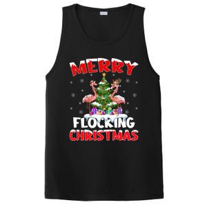 Merry Flocking Christmas Lighting Pink Flamingo Xmas Tree Gift PosiCharge Competitor Tank