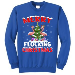 Merry Flocking Christmas Lighting Pink Flamingo Xmas Tree Gift Sweatshirt