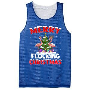 Merry Flocking Christmas Lighting Pink Flamingo Xmas Tree Gift Mesh Reversible Basketball Jersey Tank