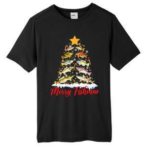 Merry Fishmas Christmas Tree Fish Fishing Fisher Xmas Cute Gift Tall Fusion ChromaSoft Performance T-Shirt