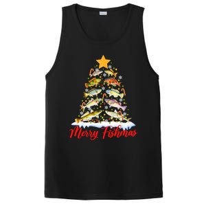 Merry Fishmas Christmas Tree Fish Fishing Fisher Xmas Cute Gift PosiCharge Competitor Tank