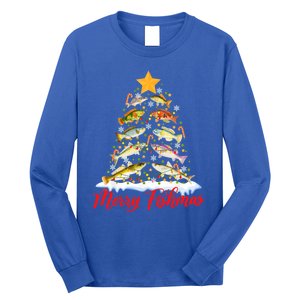 Merry Fishmas Christmas Tree Fish Fishing Fisher Xmas Cute Gift Long Sleeve Shirt