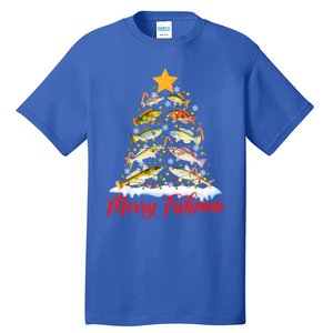 Merry Fishmas Christmas Tree Fish Fishing Fisher Xmas Cute Gift Tall T-Shirt