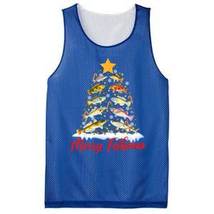 Merry Fishmas Christmas Tree Fish Fishing Fisher Xmas Cute Gift Mesh Reversible Basketball Jersey Tank