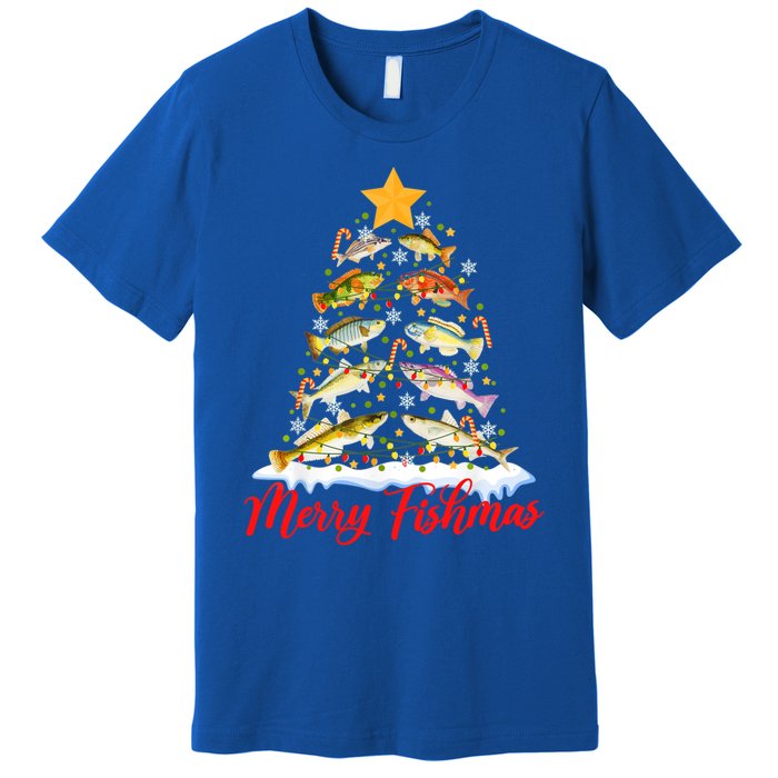 Merry Fishmas Christmas Tree Fish Fishing Fisher Xmas Cute Gift Premium T-Shirt