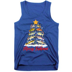 Merry Fishmas Christmas Tree Fish Fishing Fisher Xmas Cute Gift Tank Top