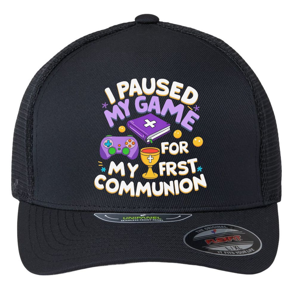 My First Communion Video Game Controller Flexfit Unipanel Trucker Cap