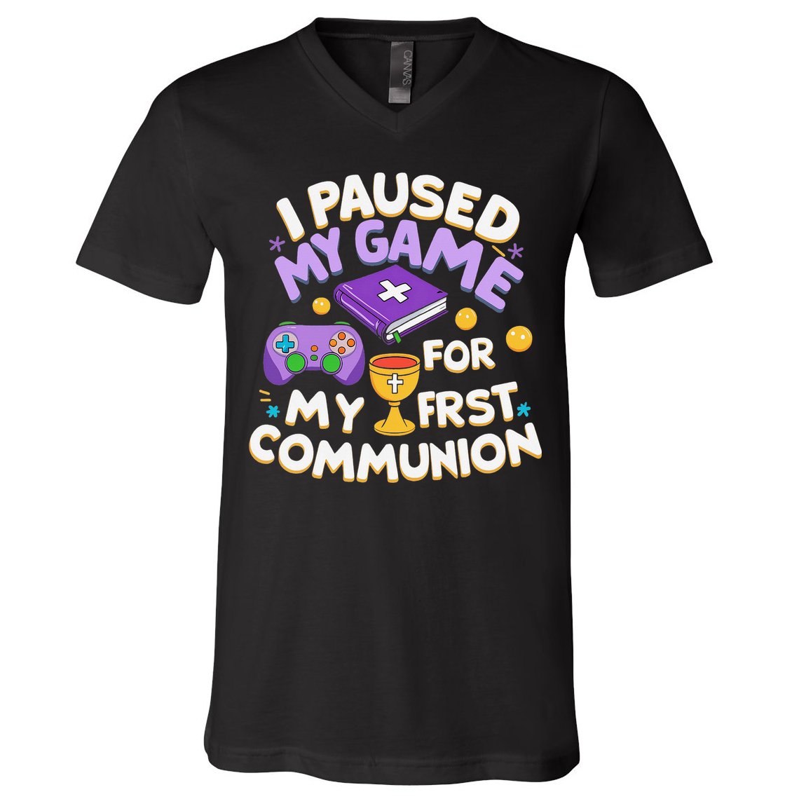 My First Communion Video Game Controller V-Neck T-Shirt