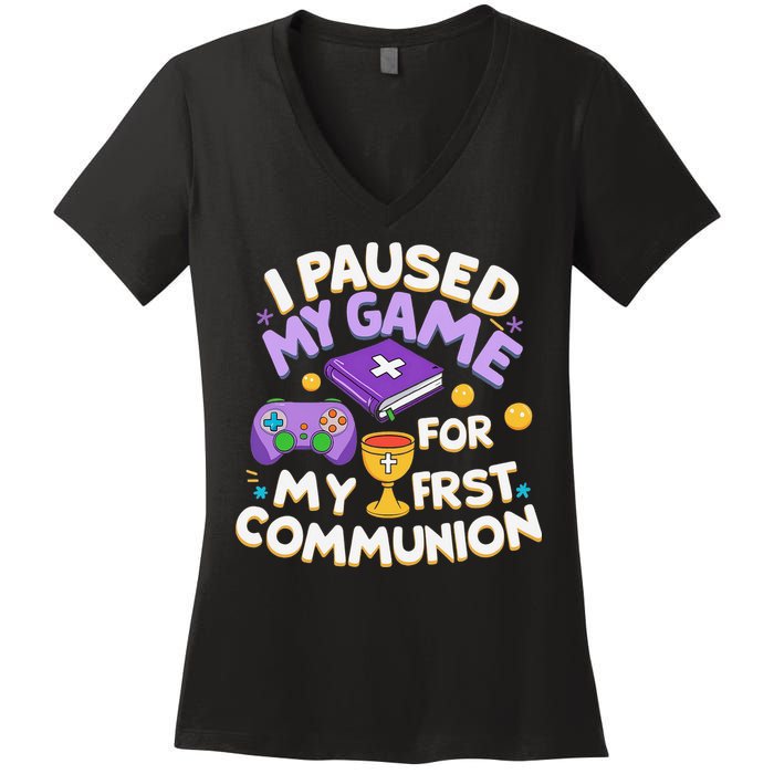 My First Communion Video Game Controller Women's V-Neck T-Shirt