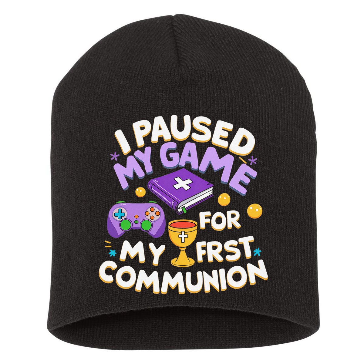 My First Communion Video Game Controller Short Acrylic Beanie