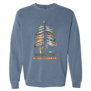 Merry Fishmas Christmas Tree Funny Funny Gift Garment-Dyed Sweatshirt