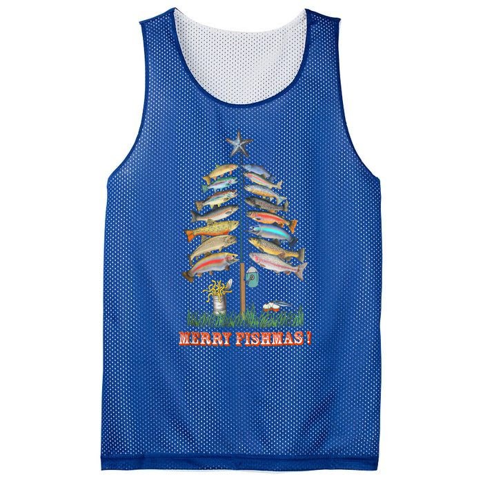 Merry Fishmas Christmas Tree Funny Funny Gift Mesh Reversible Basketball Jersey Tank