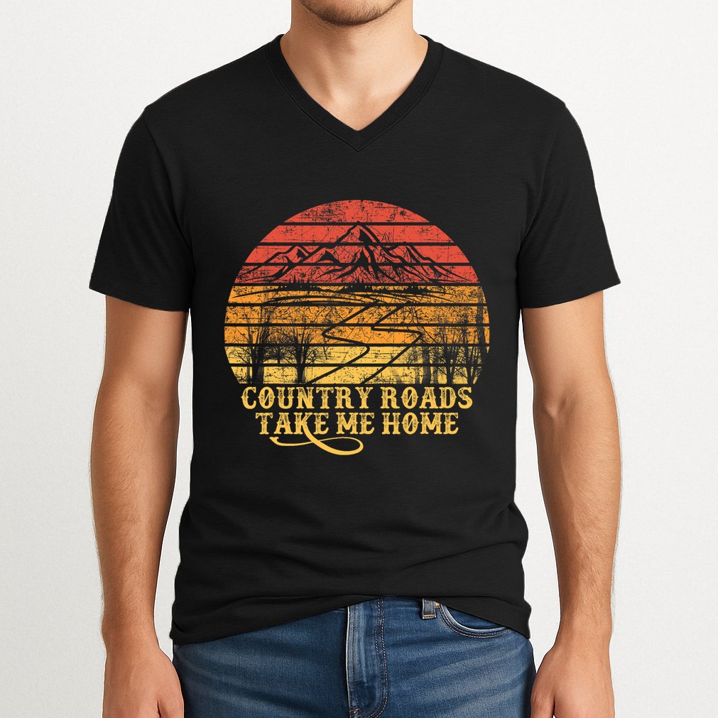 Music Fans Country Roads Take Me Home V-Neck T-Shirt
