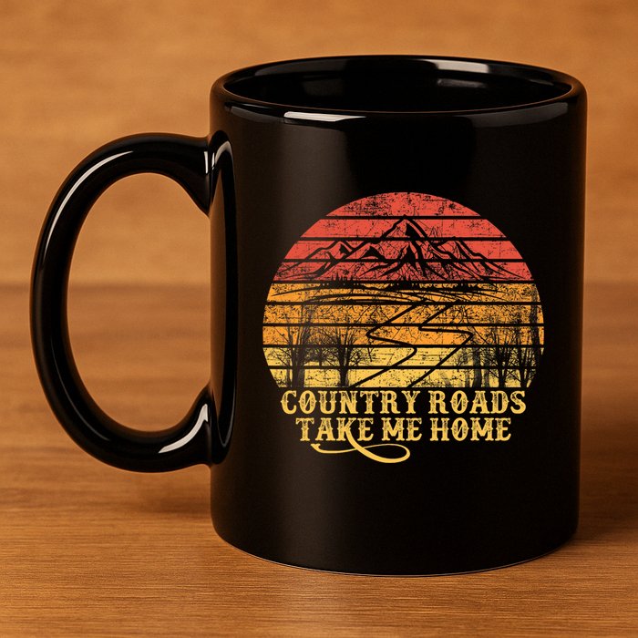 Music Fans Country Roads Take Me Home 11oz C Handle Ceramic Mug