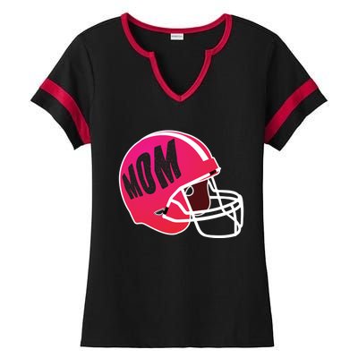 Mom Football Coach Mom's American Football Helmet Cool Gift Ladies Halftime Notch Neck Tee