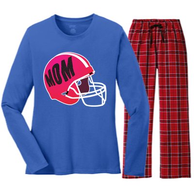 Mom Football Coach Mom's American Football Helmet Cool Gift Women's Long Sleeve Flannel Pajama Set 