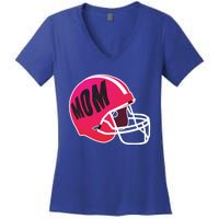 Mom Football Coach Mom's American Football Helmet Cool Gift Women's V-Neck T-Shirt